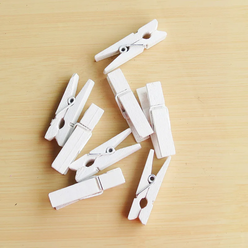 1white 35x7 мм 10 шт. DIY много цветов Большая деревянная вешалка для одежды прищепки зажимы офисные вечерние украшения Аксессуары фото прищепки - Цвет: 1white