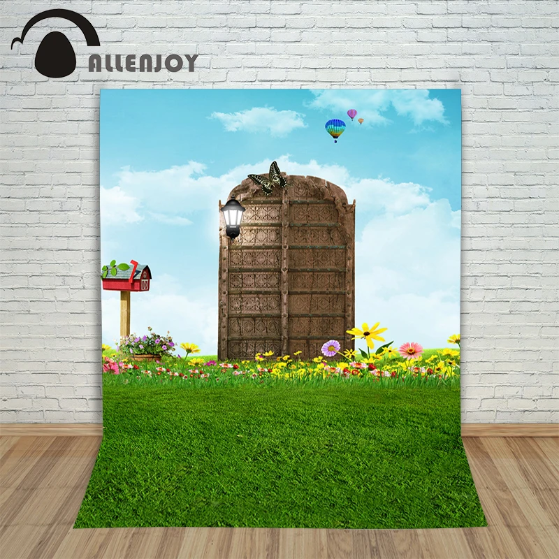 

Фон для фотосъемки Allenjoy Волшебные ворота трава Луг Цветы бабочки голубое небо огни воздушные шары для фотостудии