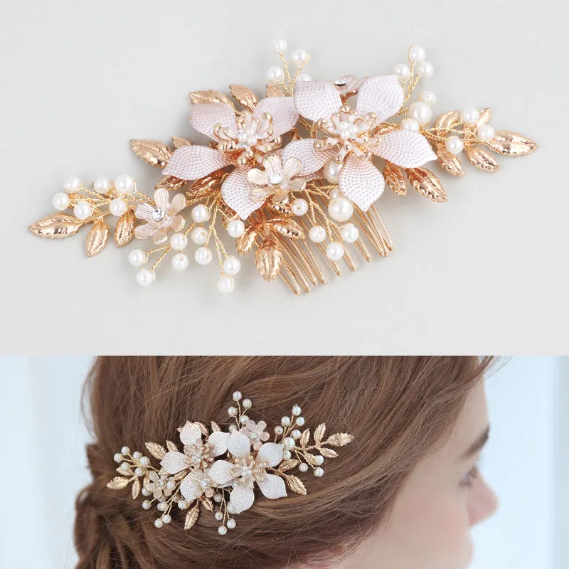 SLBRIDAL ручная работа проводные стразы кристаллы жемчуг цветочный лист свадебная