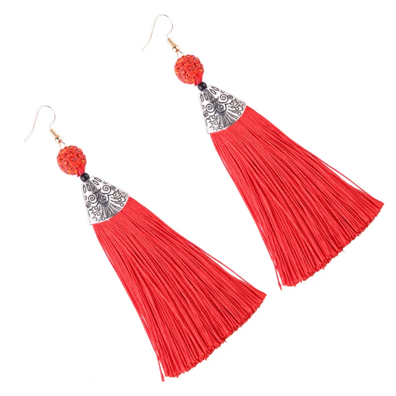 2017 новые богемные длинные серьги с кисточками для женщин Бохо Винтажные висячие