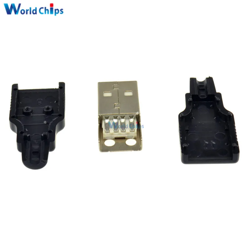 10 шт. 4 контактный Штекерный Переходник USB Type A с черной пластиковой крышкой|connector