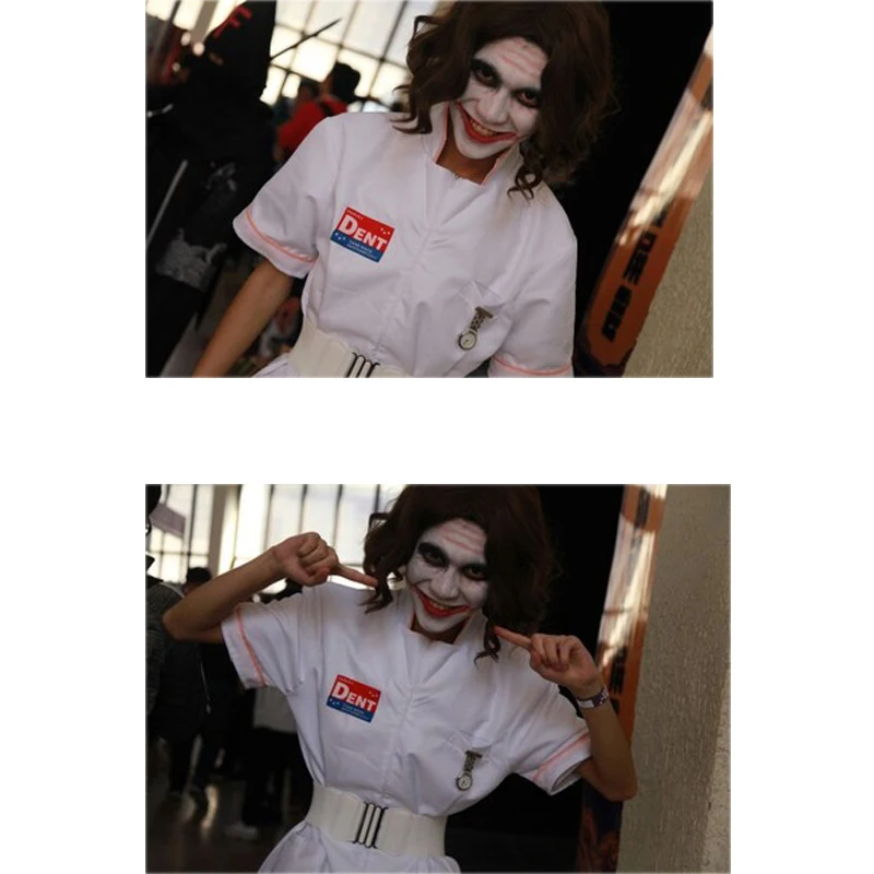 CostumeBuy Dark Knight Joker Nurse Dress Uniform Halloween Nurses White Outfit Costumes Custom Made