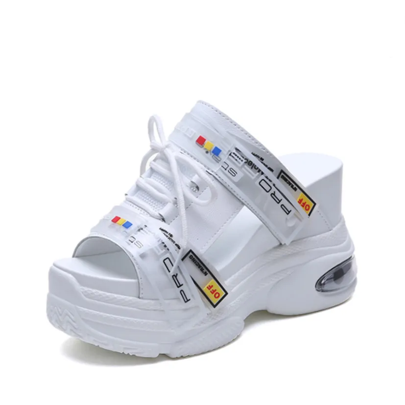 Новинка 2019 года стильные женские шлепанцы повседневная обувь на танкетке 11 см