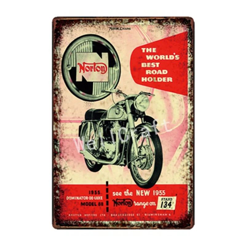 [WellCraft] Norton BSA металлические вывески настенный плакат доска мотор Фреска картина старинный Бар Паб Декор FG-211 - Цвет: SA 1837