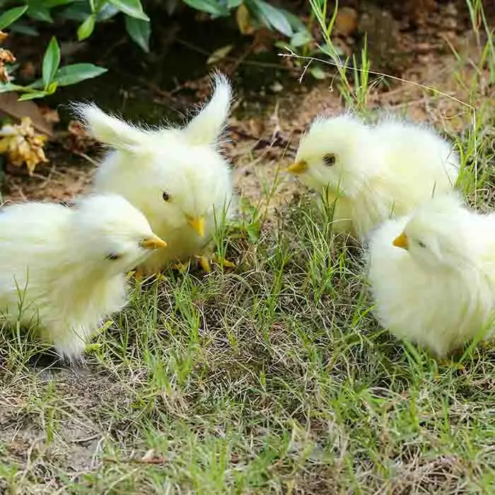 Four chicks 4 шт./компл. реалистичный пушистый ребенок цыпленок ненастоящее животное игрушка Реалистичная курица животное весенний Пасхальный подарок различные действия - Цвет: Four chicks