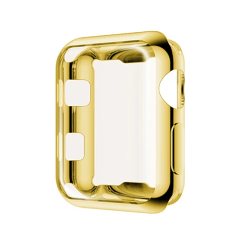 Защитный чехол для apple watch 5, 4, 3, iwatch band 44 мм, 40 мм, 42 мм, 38, покрытие для экрана, силиконовая Мягкая универсальная ультратонкая прозрачная рамка - Цвет: gold