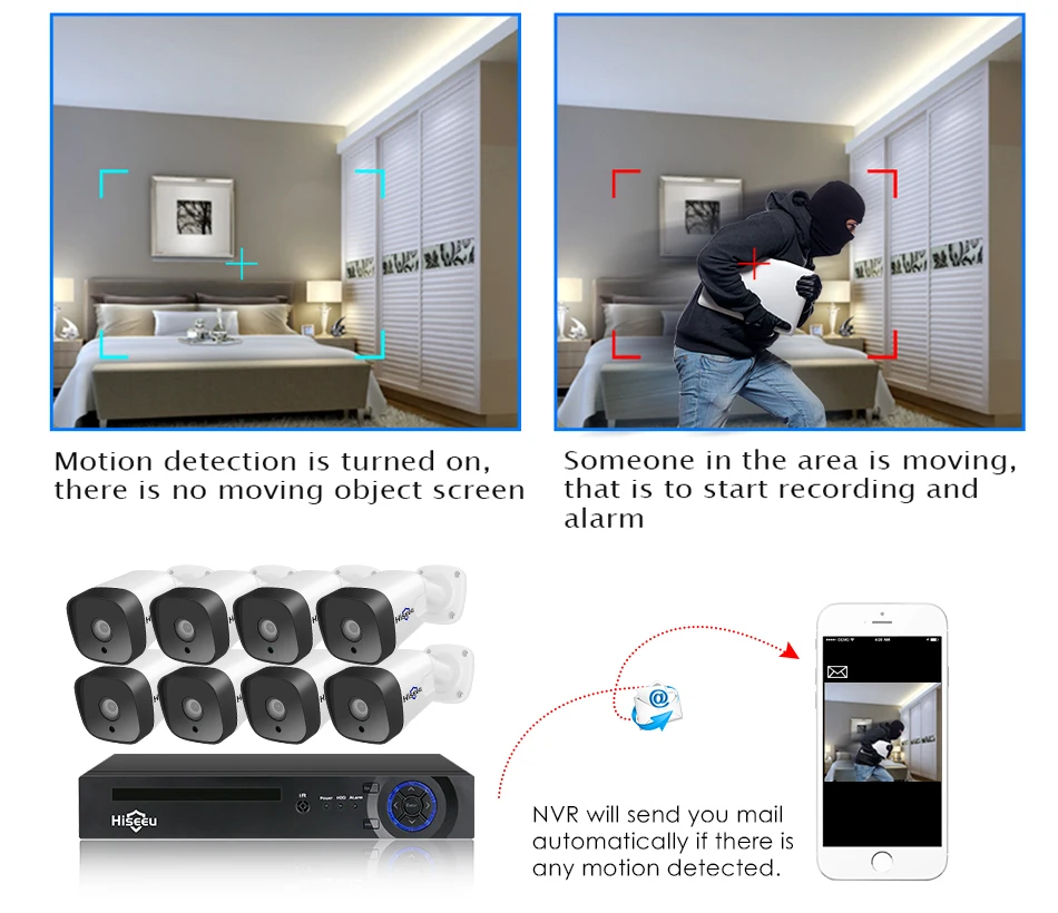 Hiseeu 8CH 1080P POE NVR CCTV система безопасности комплект H.265 2.0MP аудио запись ip-камера водонепроницаемый наружный комплект видеонаблюдения