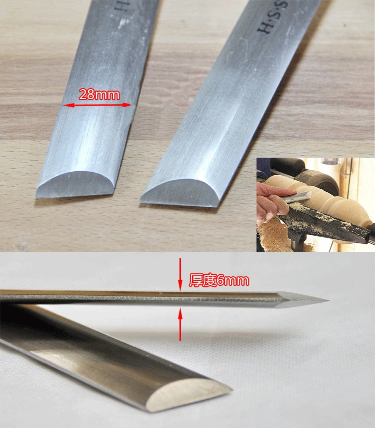A2014-A HSS Oval Skew Chisel 28mm width Woodturning Tool | Инструменты