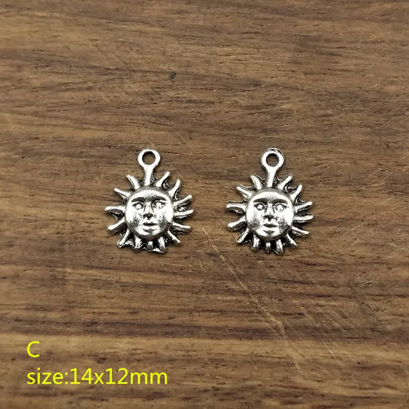10 шт. Позолоченные Подвески в виде солнца sunburst тибетские посеребренные античные