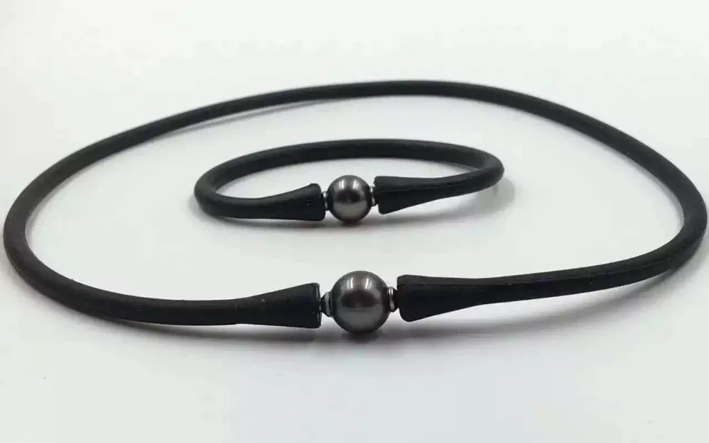 Ожерелье чокер и браслет для влюбленных комплект из корейского силиконового