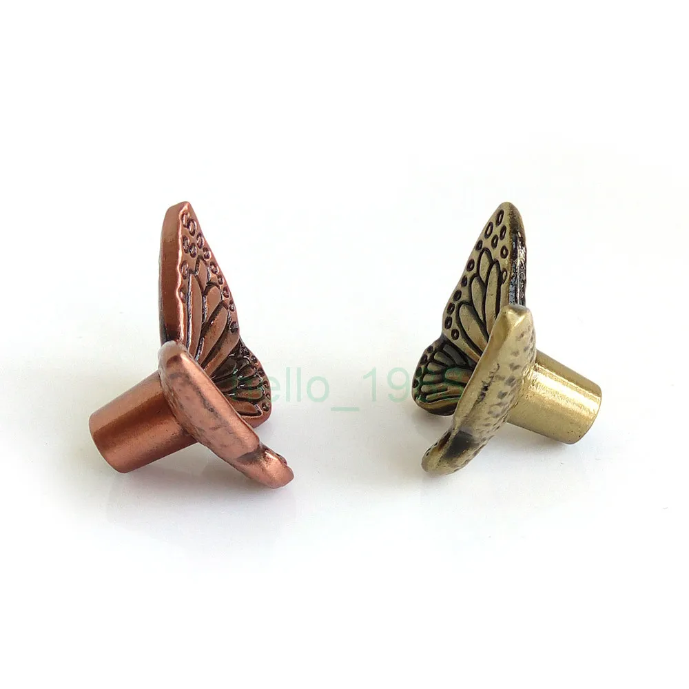 Античный Сельский бронза Медь бабочка ручки шкафа шкаф Кухня мебель тяги ящика