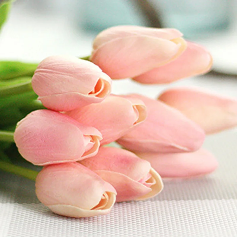 10 шт. искусственные цветы тюльпана для свадебного украшения с розовым сладким