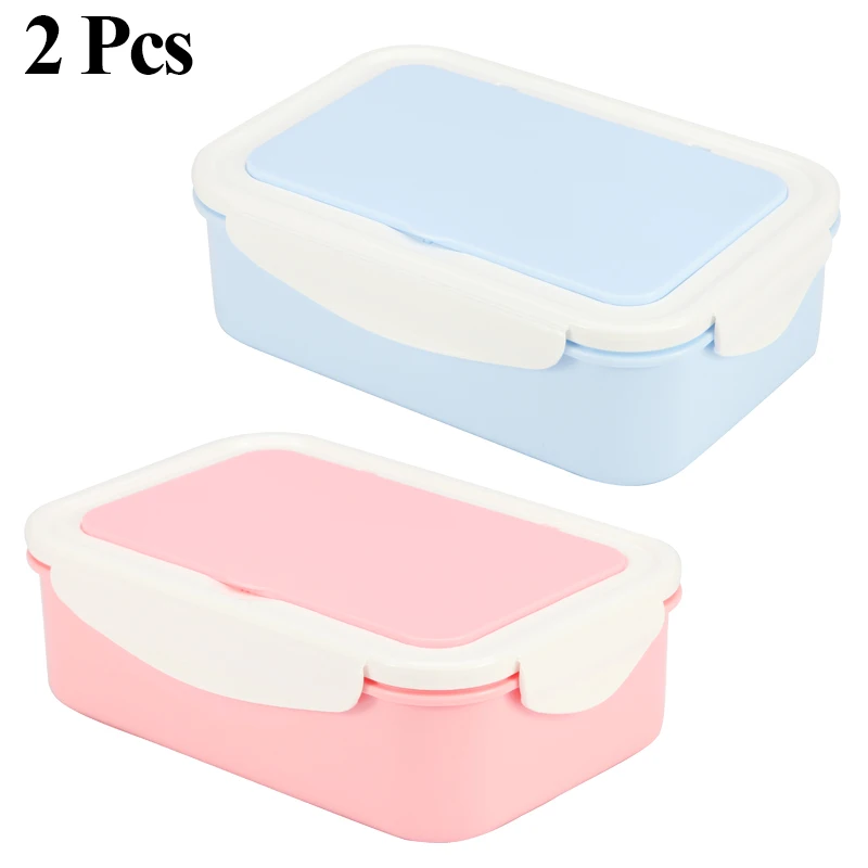 2 Pcs KT156 KT157 PP Ланч-бокс для детей 2 или 1 шт. контейнер для микроволновой печи герметичный пищевой контейнер для хранения фруктов Bento box с ложкой и вилкой - Цвет: 2 Pcs KT156 KT157
