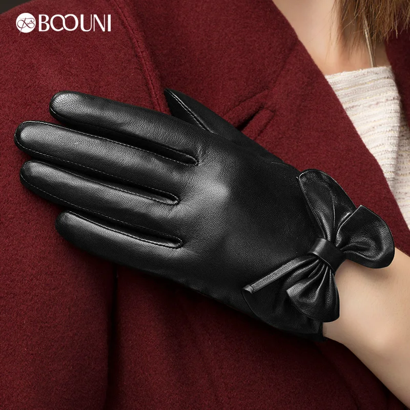 BOOUNI перчатки из натуральной кожи подходят для работы модные женские овчины на