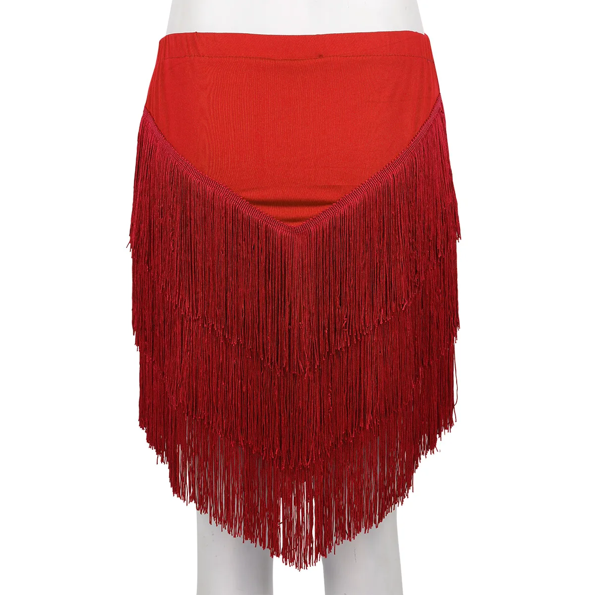 Женская юбка для латинских танцев с эластичной талией и кисточками