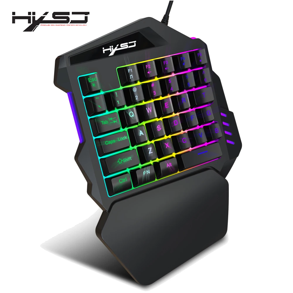 HXSJ Новый одной рукой пленочная клавиатура цвет игровая с подсветкой 1 6 м USB кабель