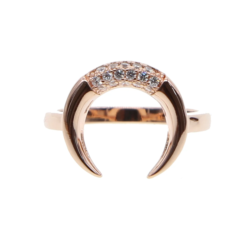 Simple Cubic Zirconia Small Stone moon shape Ring Engagement Rings For Women Boho Fashion Jewelry Wedding Ladies Gifts | Украшения и