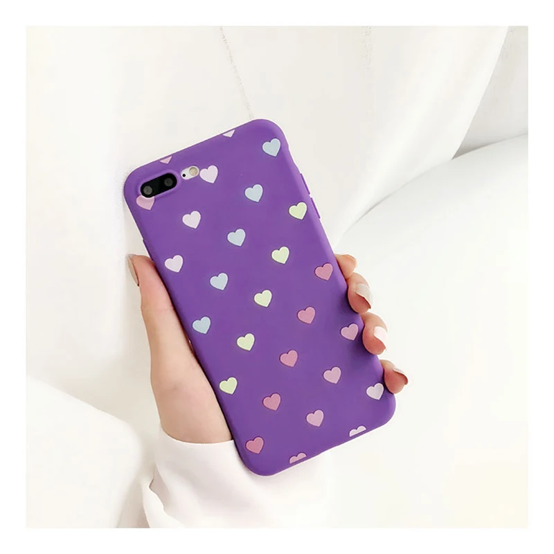 Lovebay фиолетовый чехол для телефона для Iphone XS Max XR X 7 6 6S 8 Plus Love Heart shape Lucky с принтом мягкий чехол-накладка
