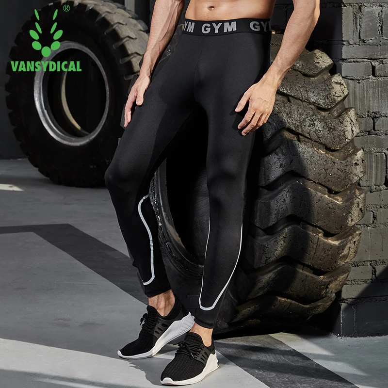 

Men's Reflective Running Tights Compression Fitness GYM Pants Vansydical 2019 Male Basketball Training Jogging Leggings 3XL