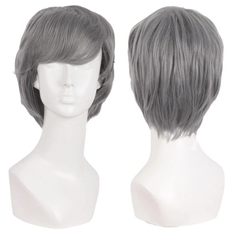 MapofBeauty розовый белый синий 25 см косплей парик мужские короткие Натуральные