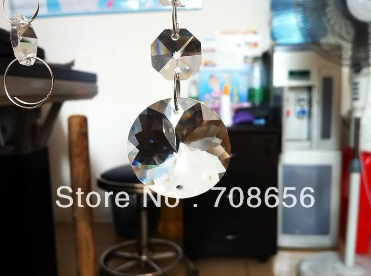 10pcs 45MM CLEAR MACHINE CUT SUNBURST CRYSTAL IN ONE HOLE CAN MAKE RAINBOW with free rings for hanging