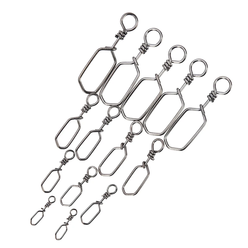 

50pcs/Lot Size 0 2 4 6 Stainless Steel Tackle Fishhooks Fishing Square Snap Fishing Connector