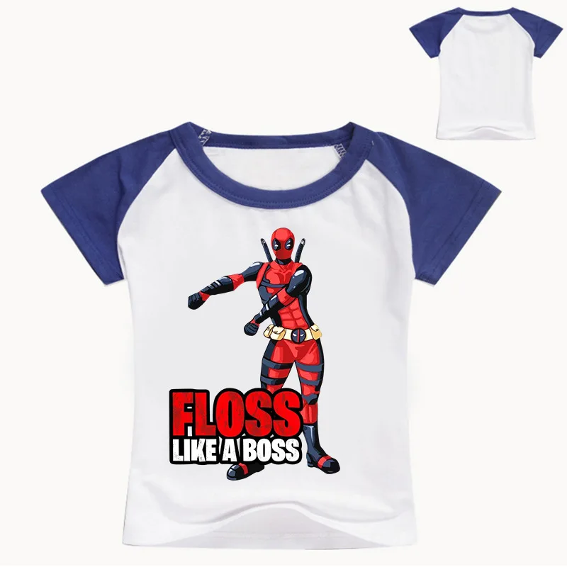 FLOSS LIKE A BOSS/футболки для мальчиков г. Летние топы, футболки с коротким рукавом для девочек, детские футболки для мальчиков, одежда хлопковая футболка - Цвет: White Blue