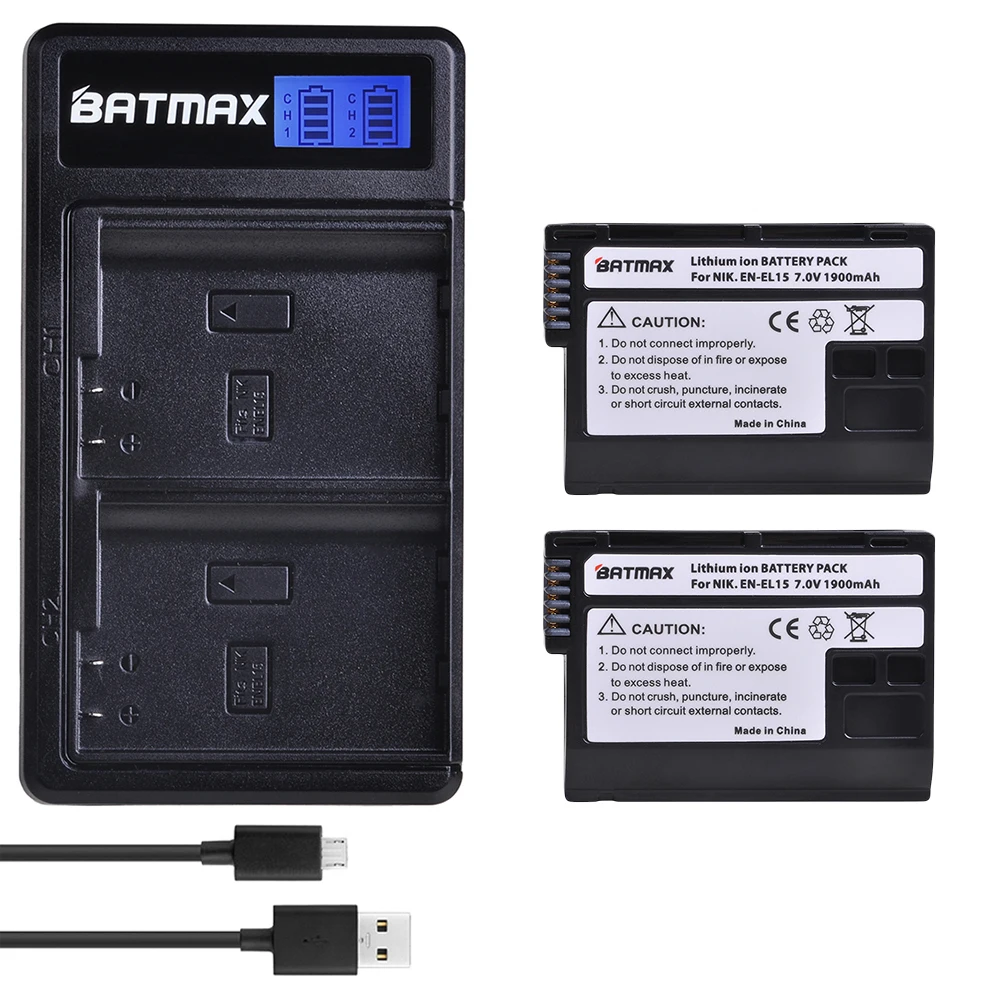 Batmax EN-EL15 ru EL15 ENEL15 EL15A Батарея+ ЖК-дисплей Dual USB Зарядное устройство для Nikon D600 D610 D600E D800 D800E D810 D7000 D7100 d750 V1