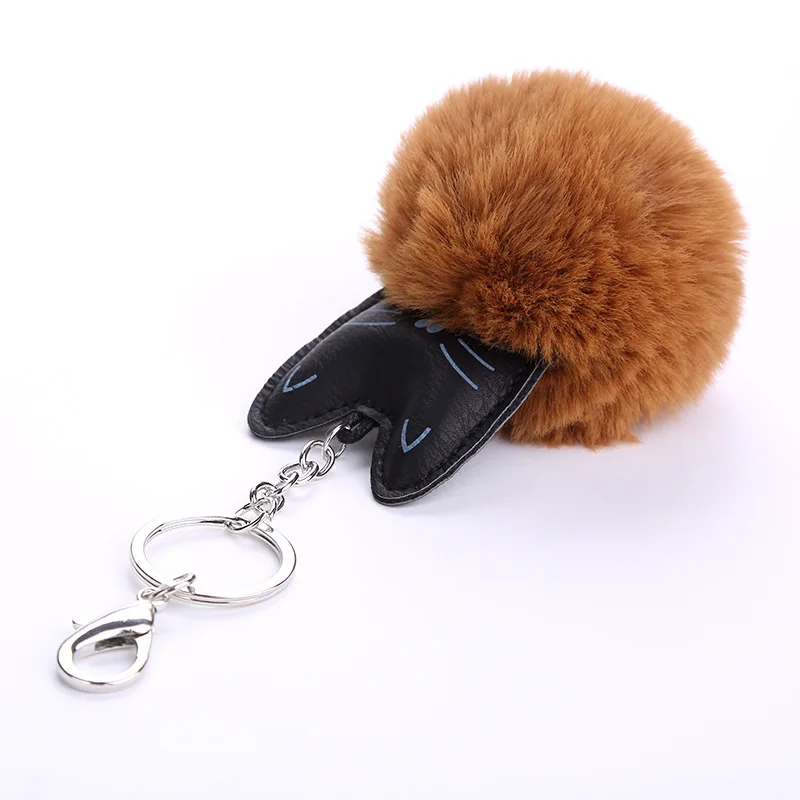 

Cute Fluffy Cat Pompom Bunny Keychain llavero Pom Pom Key Chain Rabbit Fur Ball Bag Chaveiro Sleutelhanger Pompon Porte Clef