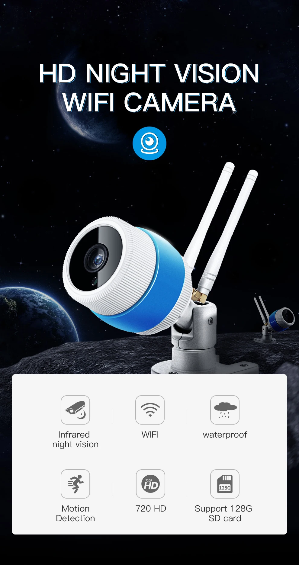 TAOCOCO HD WiFi камера, уличная Водонепроницаемая камера безопасности, ip-камера наблюдения, беспроводная 1080PHome CCTV камера ночного видения