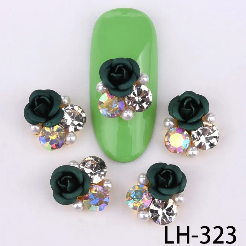 LH-323 10psc дизайн 3D дизайн ногтей украшения из сплава Розы Цветы Кристалл Стразы для ногтей кулонов поставки LH322-330 - Цвет: LH-323