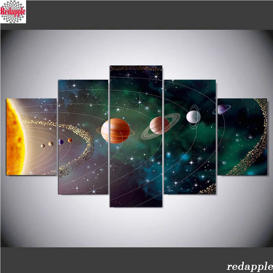 

5 Pcs diamond Painting Beautiful Planet Solar System Ourer Space embroidery 3d picture of rhinestone mosaic home decor landscape