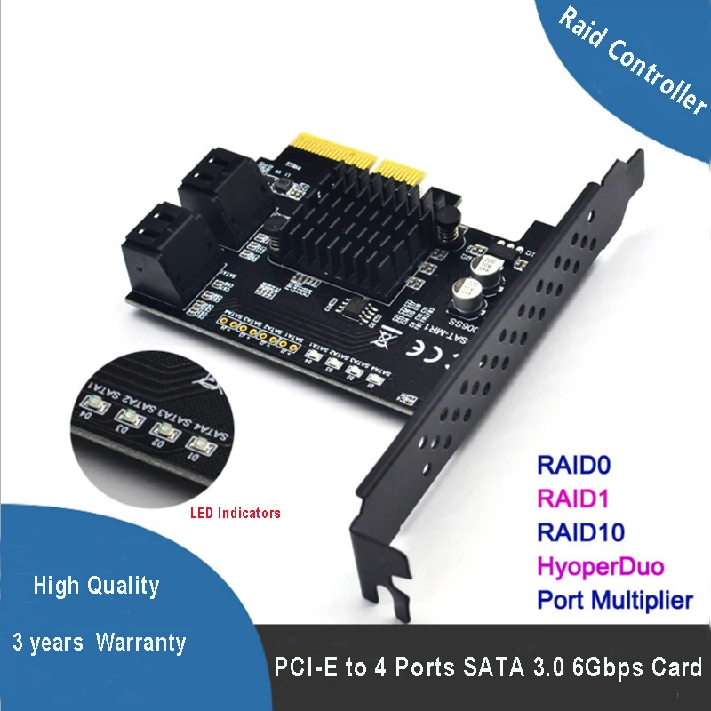 4 порта SATA III 6 Гбит/с PCI Express raid контроллер карта e к адаптер/конвертер с радиатором