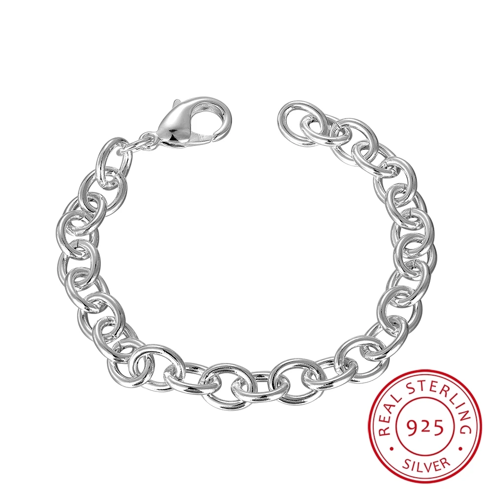 Мужские ювелирные изделия легкие серебряные звеньевые цепи 8 мм браслет мужские