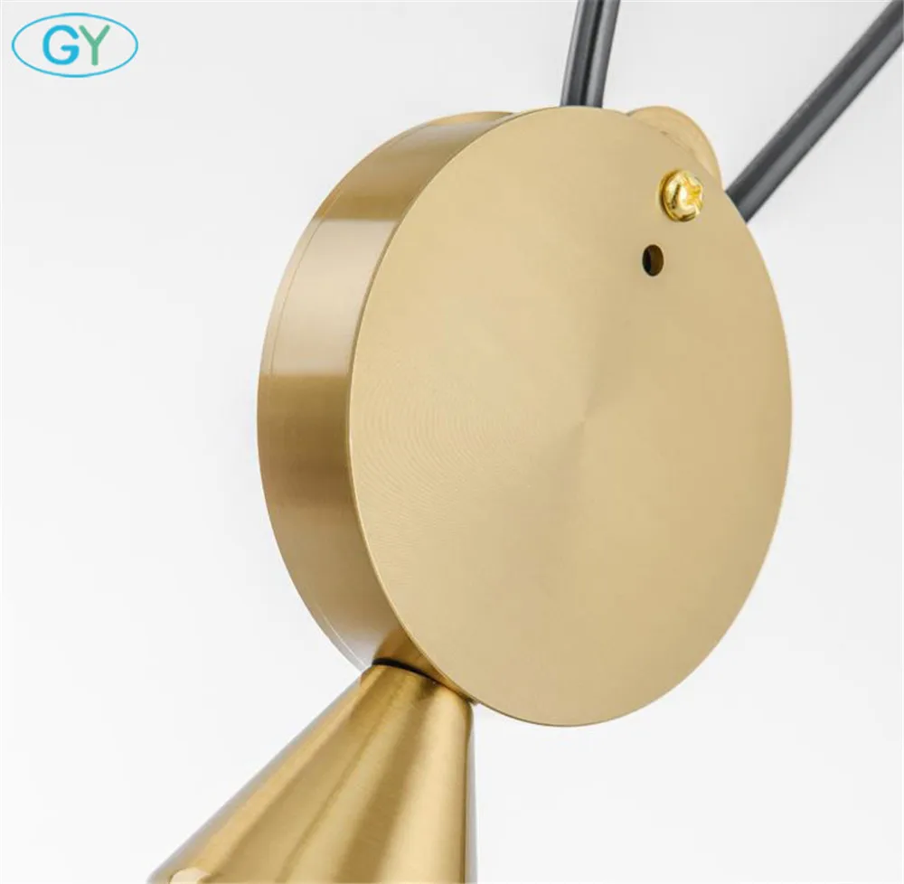 Люстра из матовой латуни современный подвесной светильник с металлической