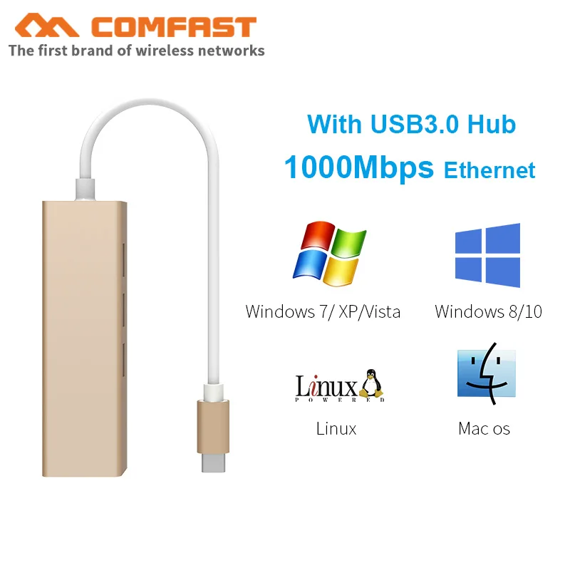 Высокоскоростной 3 портовый концентратор USB 0 100/1000 Мбит/с в RJ45 гигабитный Ethernet LAN