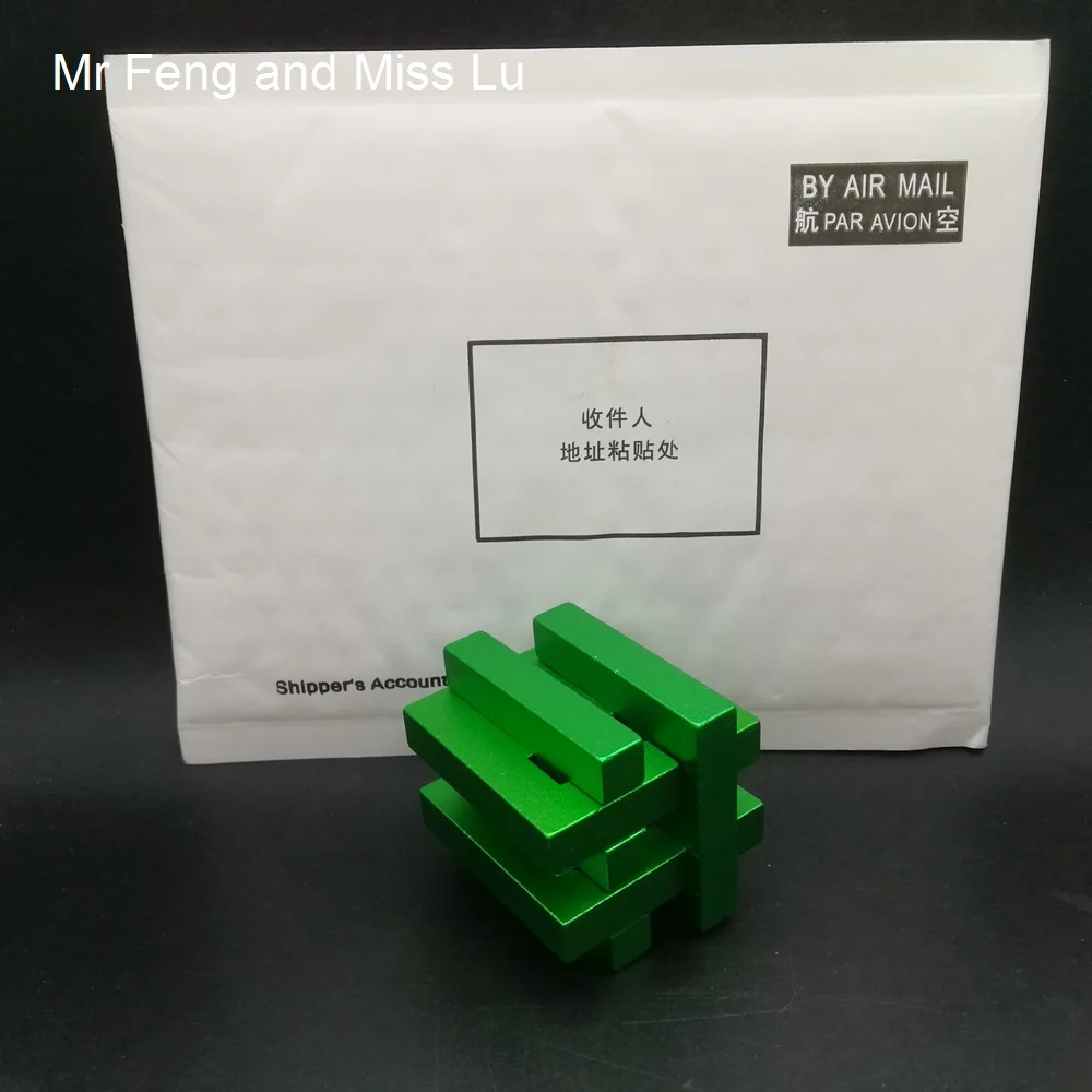 Зелёный металлический 3D пазл из алюминиевого сплава замок Kong Ming яркая форма