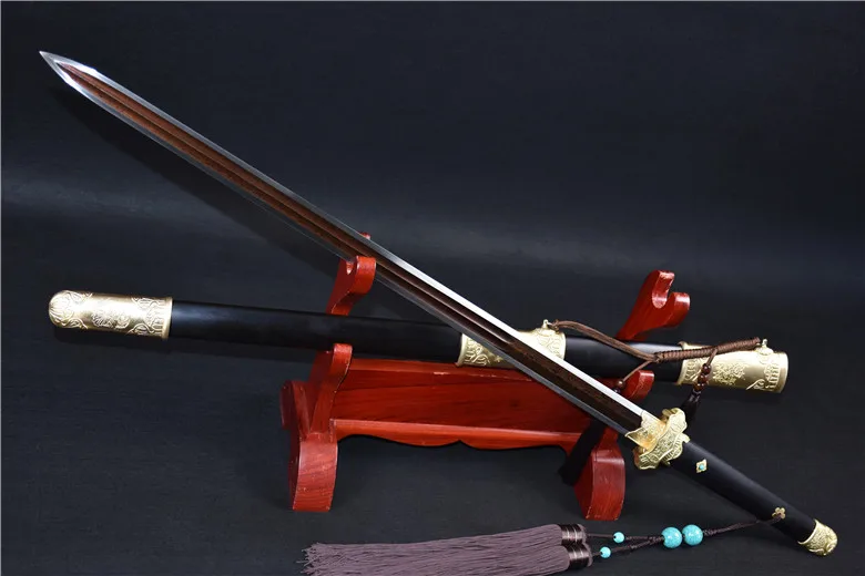 Лучшее качество китайский ушу меч Цзянь острый катана красный Дамасская сталь