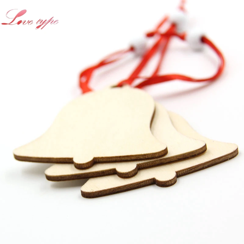 3 шт. снежинки + колокол DIY De noël деревянный Pendentifs Adornos для рождественской вечеринки