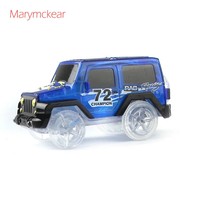 Blue car Туннельные детали сборки Игрушка гоночный трек светится в темноте рельсовый трек автомобиль в 4 цветах детская самодельная игрушка трек Пазлы 6 см в ширину - Цвет: Blue car