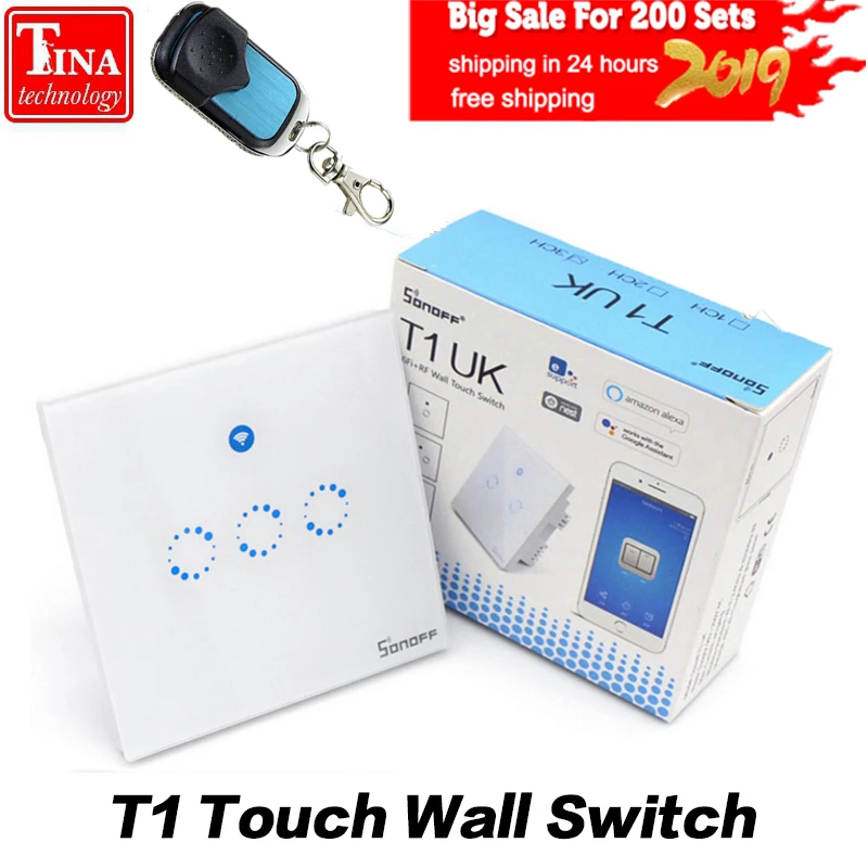 Интеллектуальный выключатель света Sonoff T1 Smart WiFi RF/приложение/сенсорный