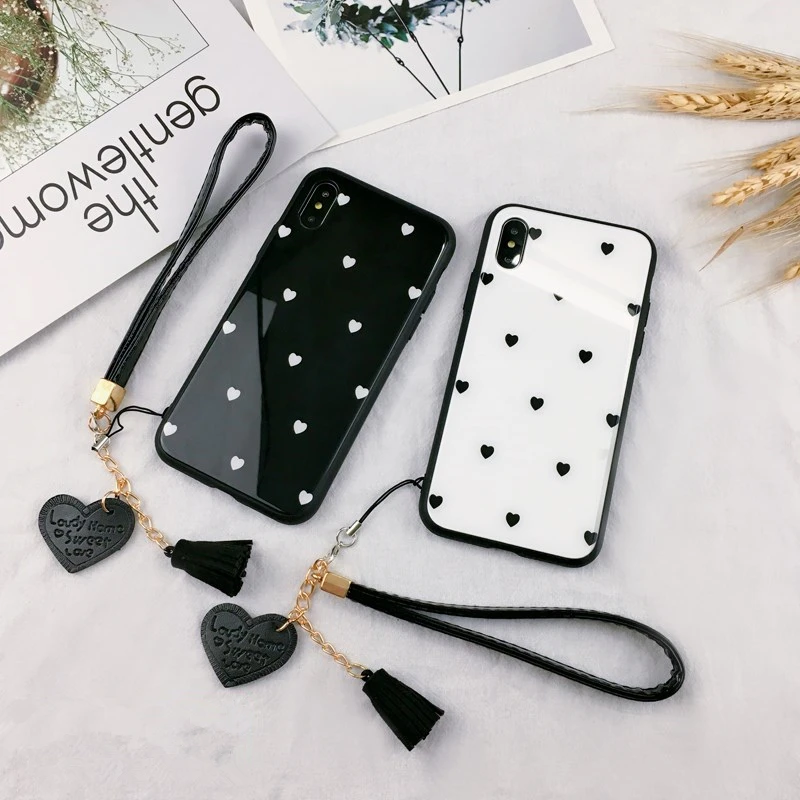 BONVAN закалённое Защитное стекло чехол Xiaomi mi 6x A2 mi A1 case сердце любовь Жесткий чехол на ксиоми mi 5x A1 mi 6x кисточкой шнурки случай защиты чехлы на телефон