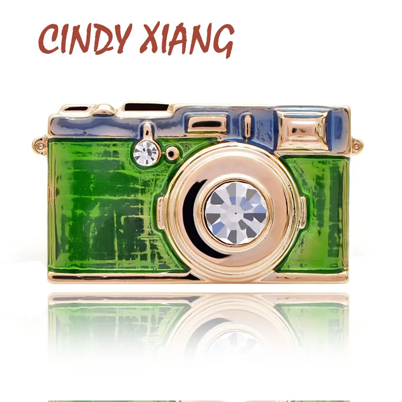 Брошь унисекс в виде фотоаппарата CINDY XIANG креативный значок из эмали с кристаллом