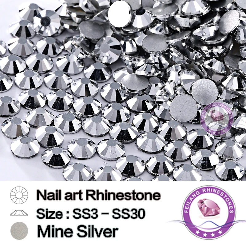 Не горячая фиксация микс 8 размеров Mine Silver t дизайн ногтей без горячей фиксации