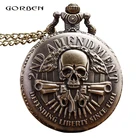 Винтажные карманные мужские часы с гравировкой черепа, стимпанк, цепочкой и цепочкой