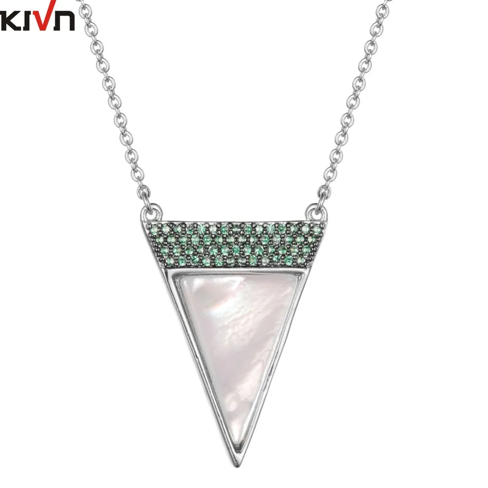 Womens Fashion Jewelry Triangle Mother of Pearl Pave CZ Cubic Zirconia Necklaces for Girls Birthday Gifts 6pcs Lot Wholesale | Украшения и