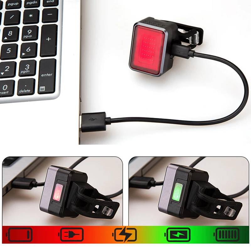 USB велосипед задний Светильник Велоспорт работает на основе электромагнитной индукции от включения тормоза хвост светильник MTB дорожный Ночная езда на велосипеде светильник s заряда Предупреждение лампа