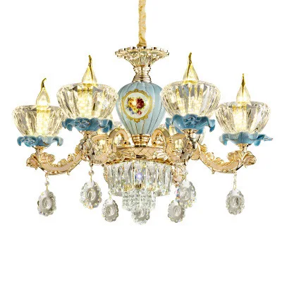 6 Lamp Heads Светодиодный светильник с кристаллами для дома и декора, подвесные светильники для гостиной, роскошный подвесной светильник для спальни, подвесной светильник - Цвет абажура: 6 Lamp Heads