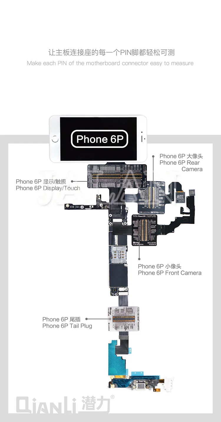 TOOLPLUS iBridge PCBA испытательный кабель для телефона 6-7 plus фронтальная камера/задняя камера/док-разъем/кабель сенсорный экран тестирование