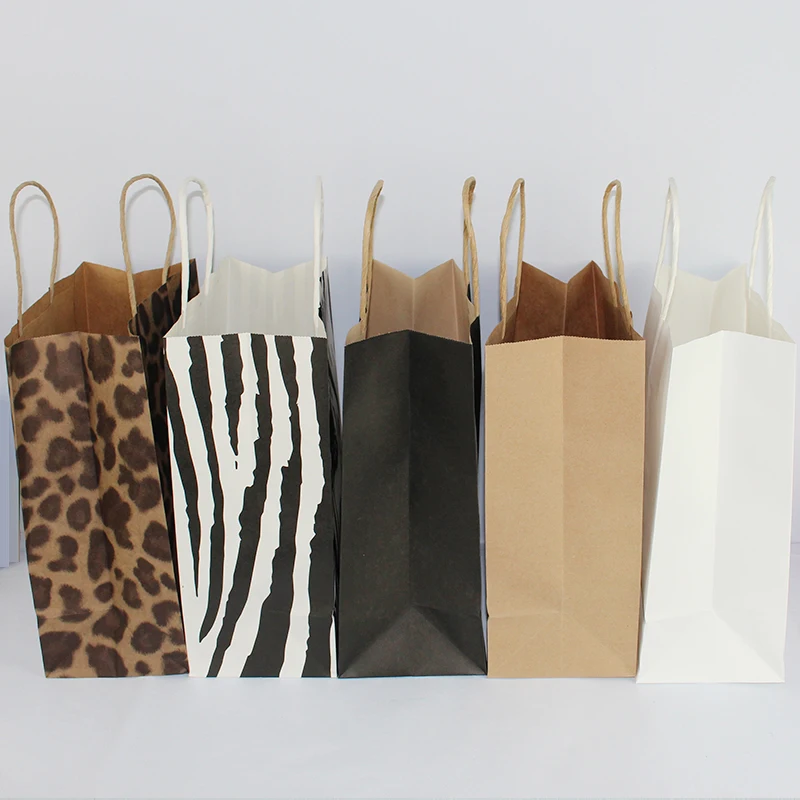Крафт-бумажные мешки Zilue с леопардовым принтом, 10 штук в упаковке, размер 27х21х11 см, перерабатываемые экологически чистые мешки для одежды.